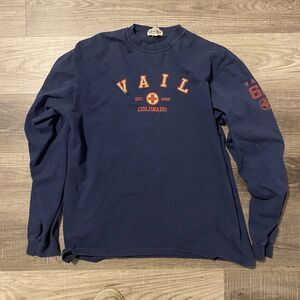 Vintage T Shirt Mens Large Vail Colorado Long Sleeve Blue Red 62